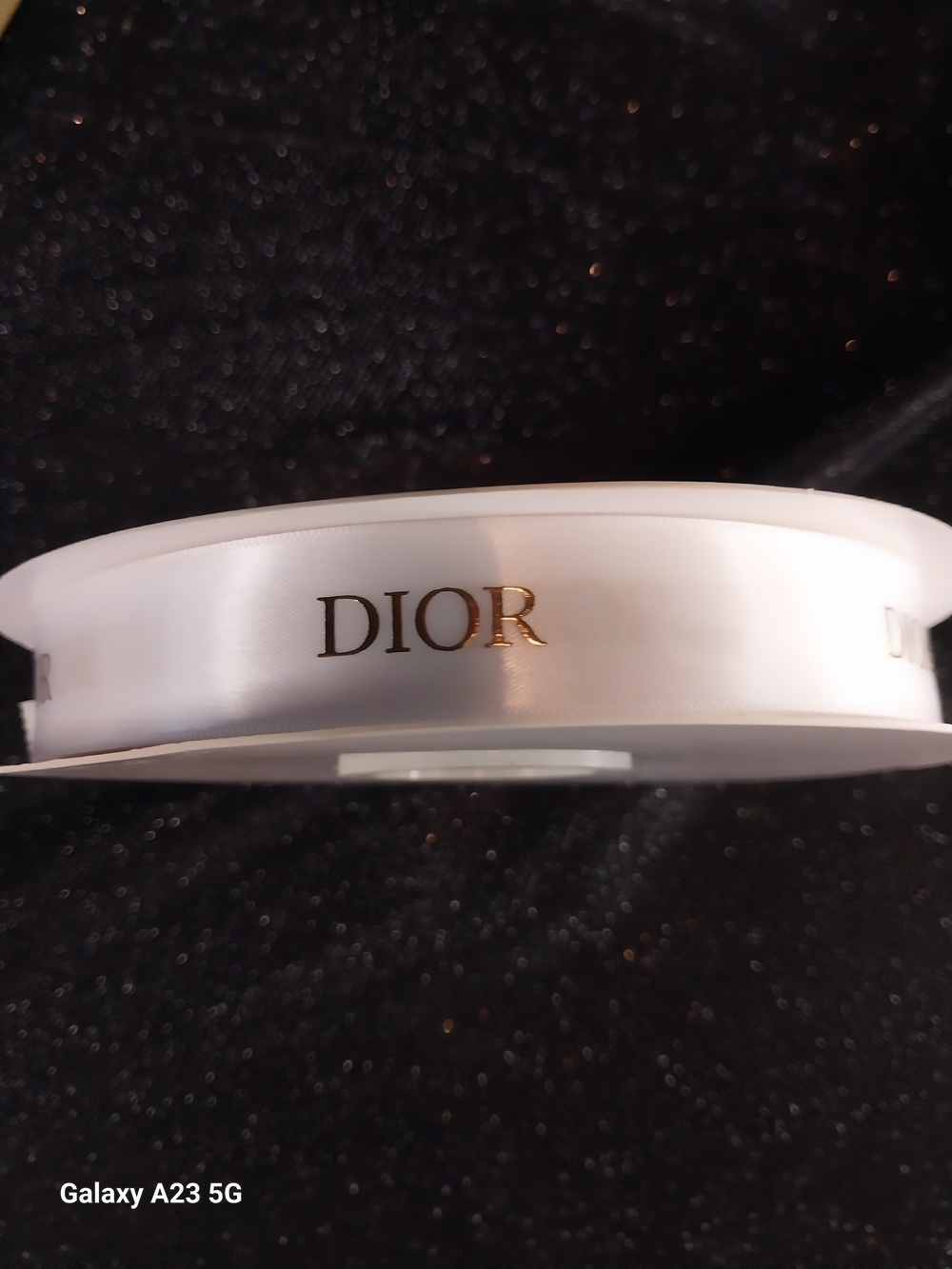 DIOR White Satin 1" Logo Ribbon Almost Full Spool
